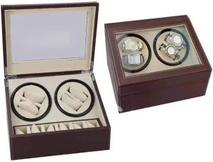 Automatic Watch Winder Box Double-Head Black Pu Electric Motor Box Automatic Winding Watches Boxs Shaker Mechanical Watch Shaker Fashion