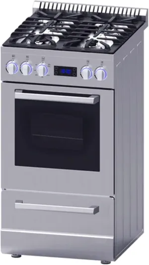 Avanti Gas Range Oven ELITE Series Compact Freestanding Design, 2.1-Cu.Ft. Capacity 4 Sealed Burners with Electronic Ignition, Includes Broiler Storage Drawer and Accessories, 20-Inch, Stainless Steel