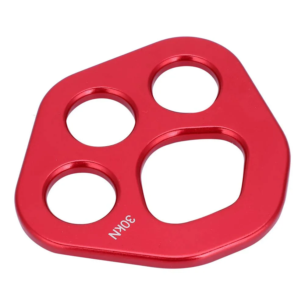 Aviation Aluminum Rock Climbing Rigging Plate, Heavy Duty 4 Hole Multi Anchor Point Gear, Good for Rock Climbing Rigging Plate, Used for Outdoor Activities