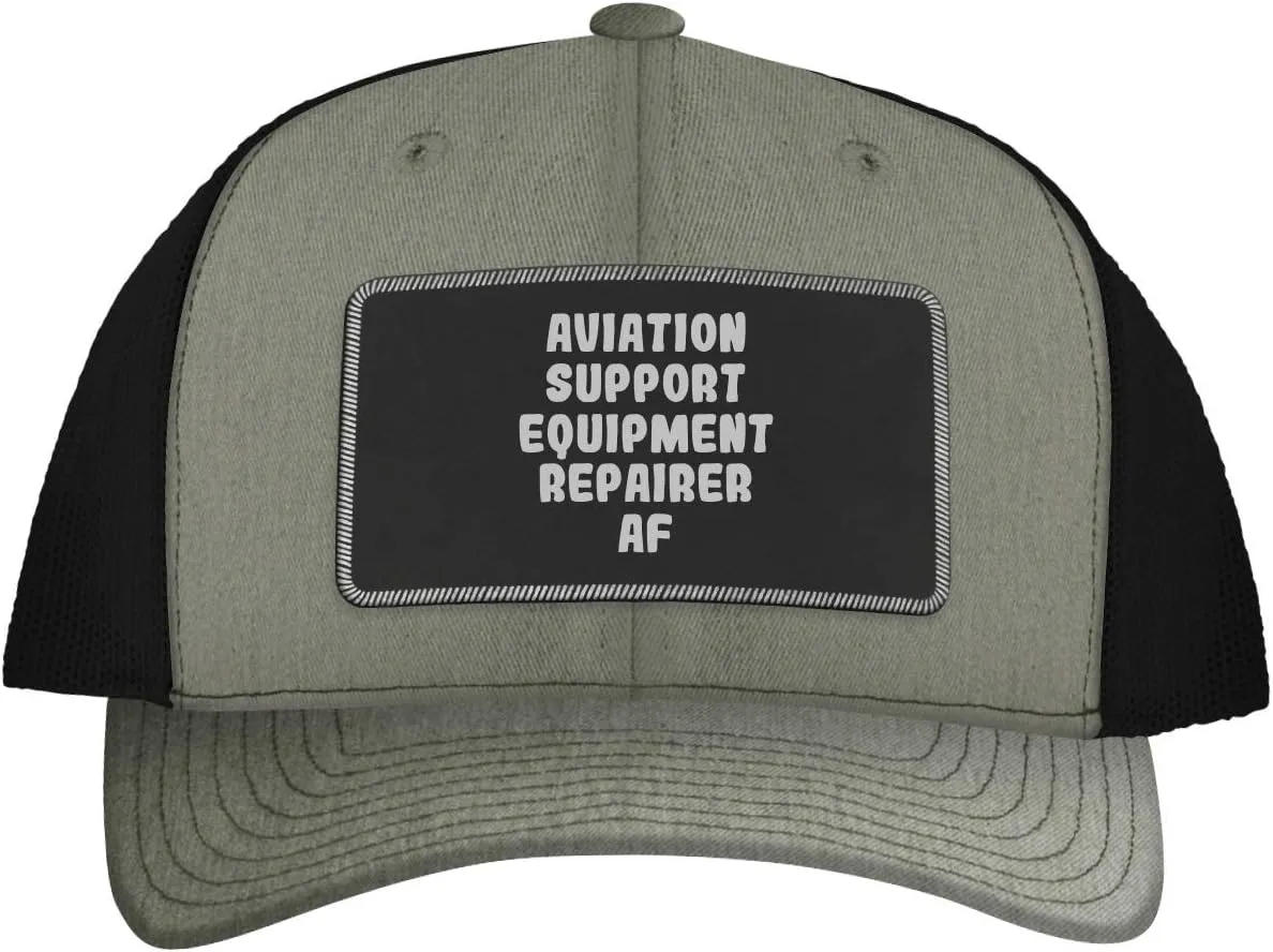 Aviation Support Equipment Repairer AF - Leather Black Patch Engraved Trucker Hat
