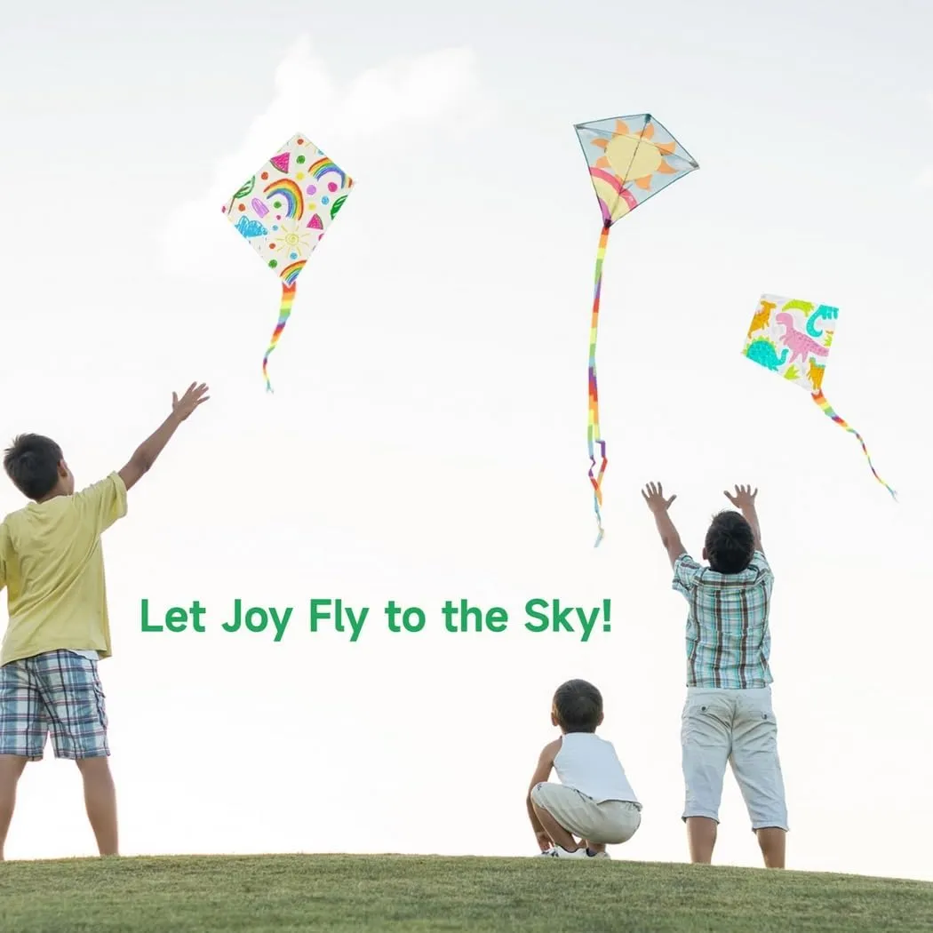 B bangcool DIY Kids Kite Blank Kites Making Painting White Paper Blank Kites with Swivel Line for Kids Outdoor Park Beach Grassland Activities (10PCS)