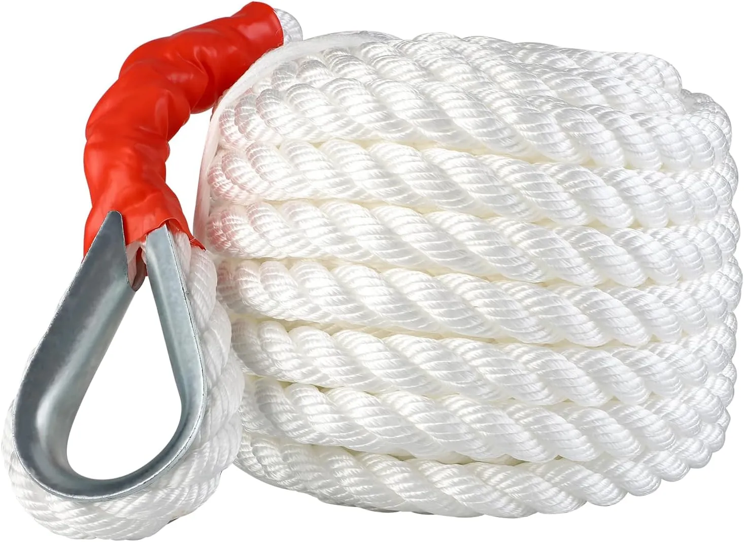 B4B BANG 4 BUCK 3/4" x50' Anchor Rope, Polypropylene Docking Dockline Boat/Sailboat/Mooring/Pull Lines with Thimble, 12592LB Breaking Strain
