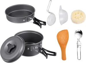 Backpacking Cookware Set Compact Outdoor Cooking Gear Stove Utensils Cutlery for Camping Hiking