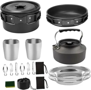 Backpacking Cookware Set Multipurpose Camping Cooker Portable Grill Compact Kitchenware Easy to Store