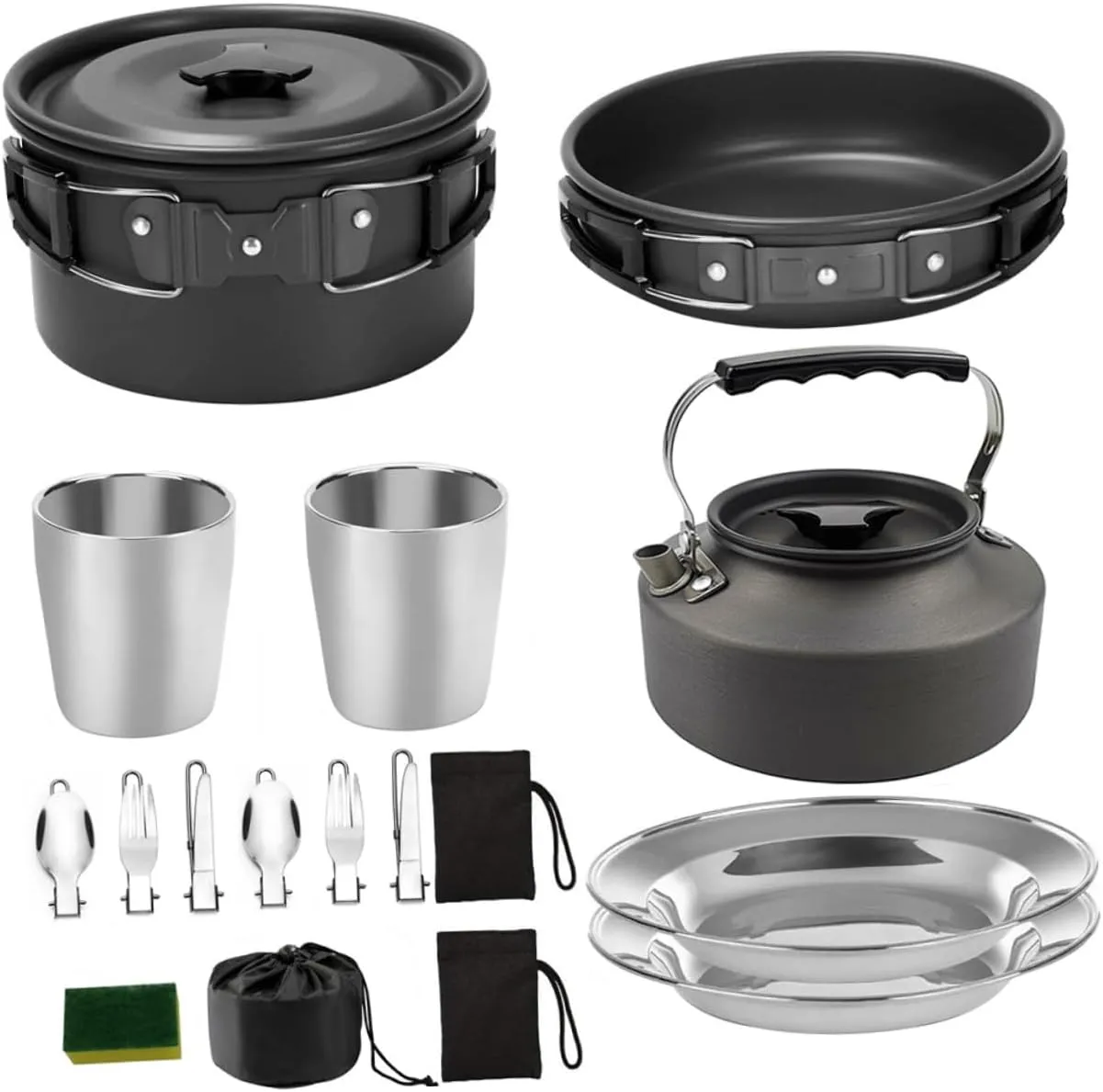 Backpacking Cookware Set Multipurpose Camping Cooker Portable Grill Compact Kitchenware Easy to Store
