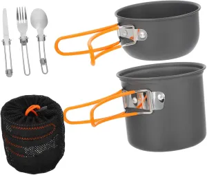 Balacoo Outdoor Camping Cookware Portable 1-2 Person Cooking Set Non-Stick Camping Pans Utensils Dish Set