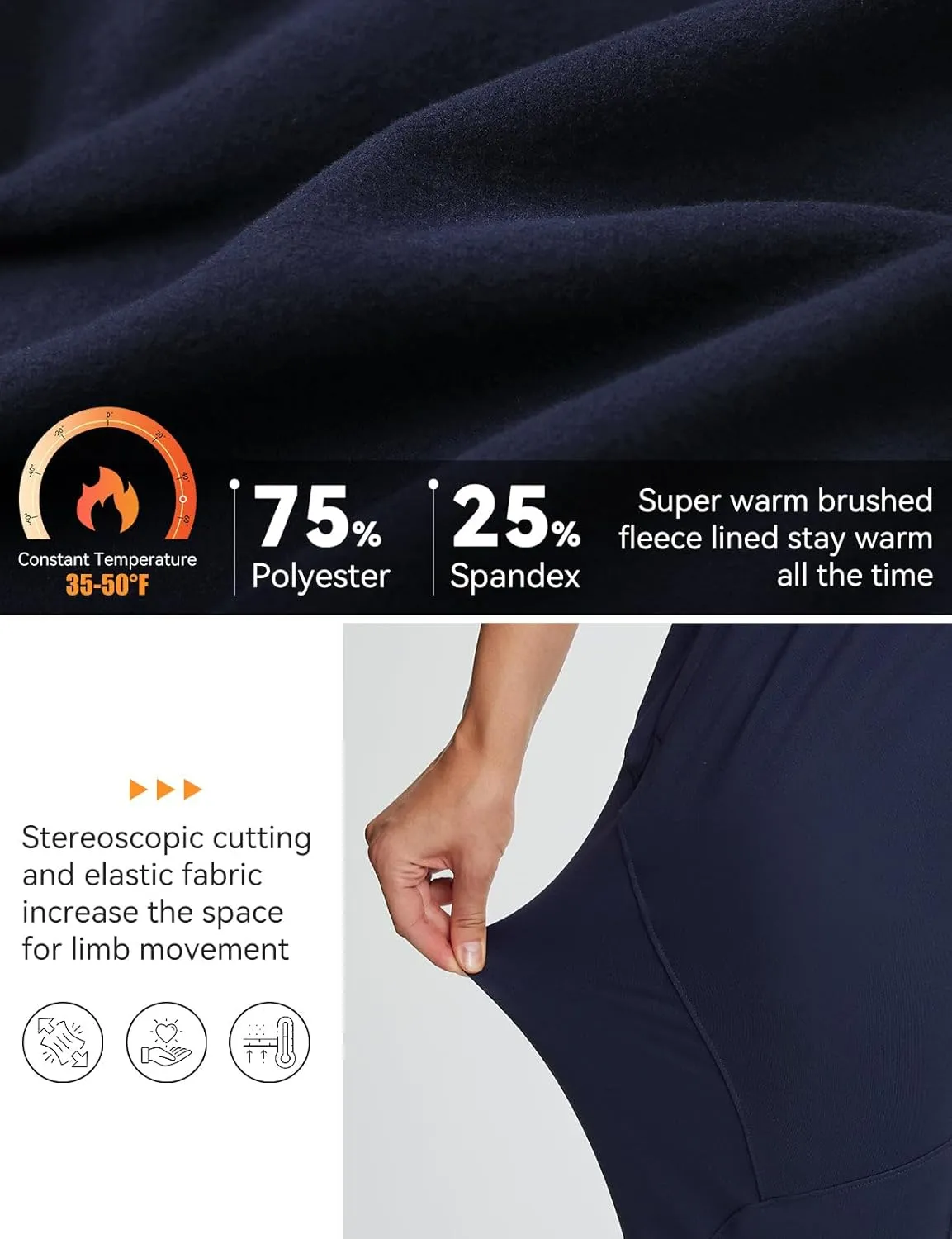 baleaf Women's Fleece Lined Pants Joggers Water-Resistant Zipper Pocket Thermal Sweatpants Winter Running Hiking Jogging