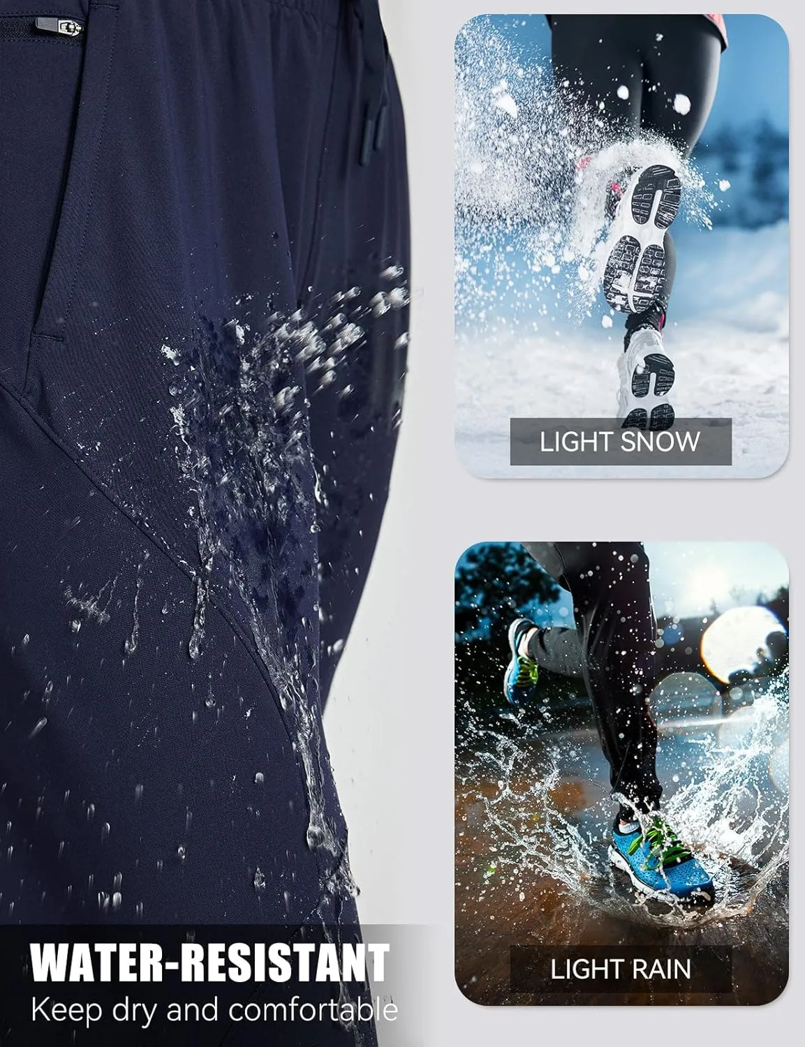 baleaf Women's Fleece Lined Pants Joggers Water-Resistant Zipper Pocket Thermal Sweatpants Winter Running Hiking Jogging
