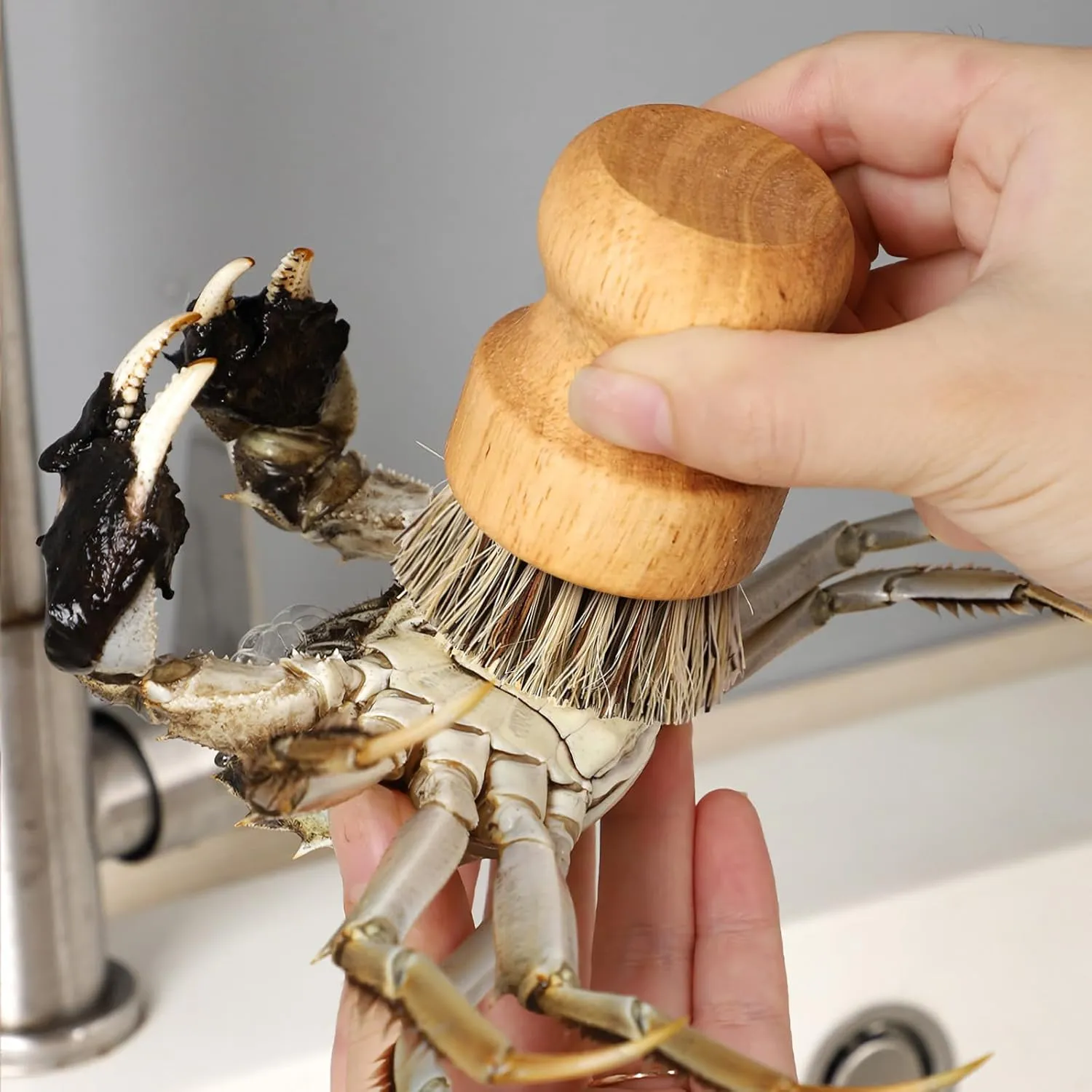 Bamboo Round Palm Pot Scrubber- 2 Packs Mini Dish Brush Natural Scrub Brush Durable Scrubber Cleaning Kit for Cleaning Pots, Pans (Palm, S)