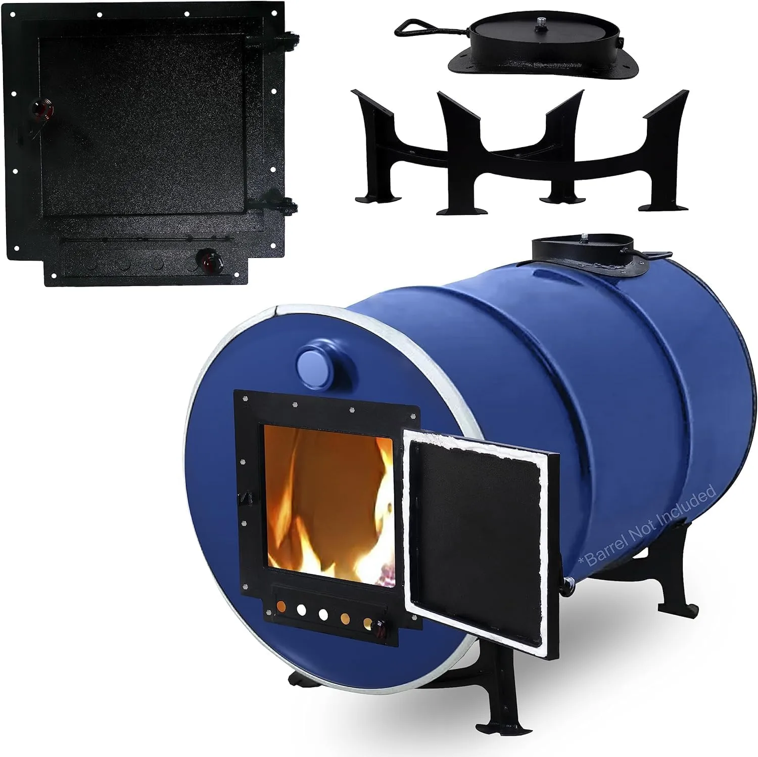 Barrel Stove Kit – Perfect For 30-55 Gallon Barrel Metal Barrel - Camping Equipment Barrel Stove Kits - Fire Wood Camp Stove Barrel Woodstove Kit for Emergency Heating & Cooking and Survival