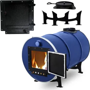 Barrel Stove Kit – Perfect For 30-55 Gallon Barrel Metal Barrel - Camping Equipment Barrel Stove Kits - Fire Wood Camp Stove Barrel Woodstove Kit for Emergency Heating & Cooking and Survival