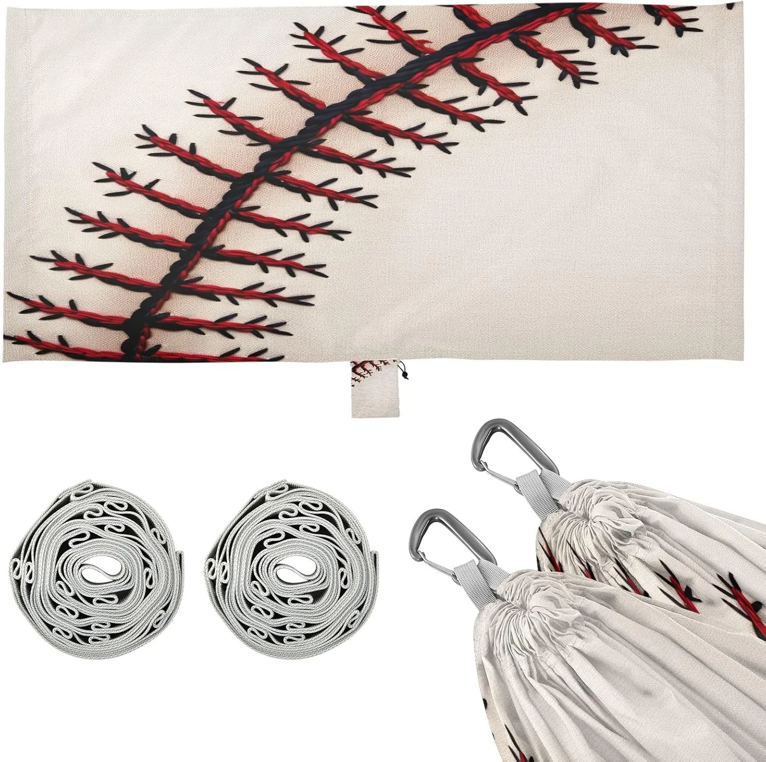Baseball Camping Hammock, Single Portable Hammocks with Tree Straps & Attached Carry Bag, 330Lbs Capacity Perfect for Outside Indoor Hiking Beach Backpack Travel