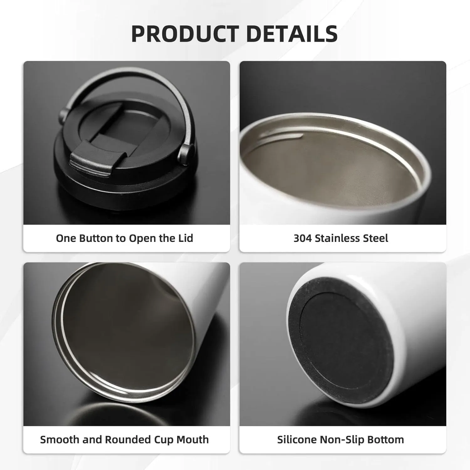 bassyil Christmas 17oz Insulated Coffee Mug with Flip Lid Handle Stainless Steel Insulated Travel Tumbler Spill Proof Christmas Gifts Decoration