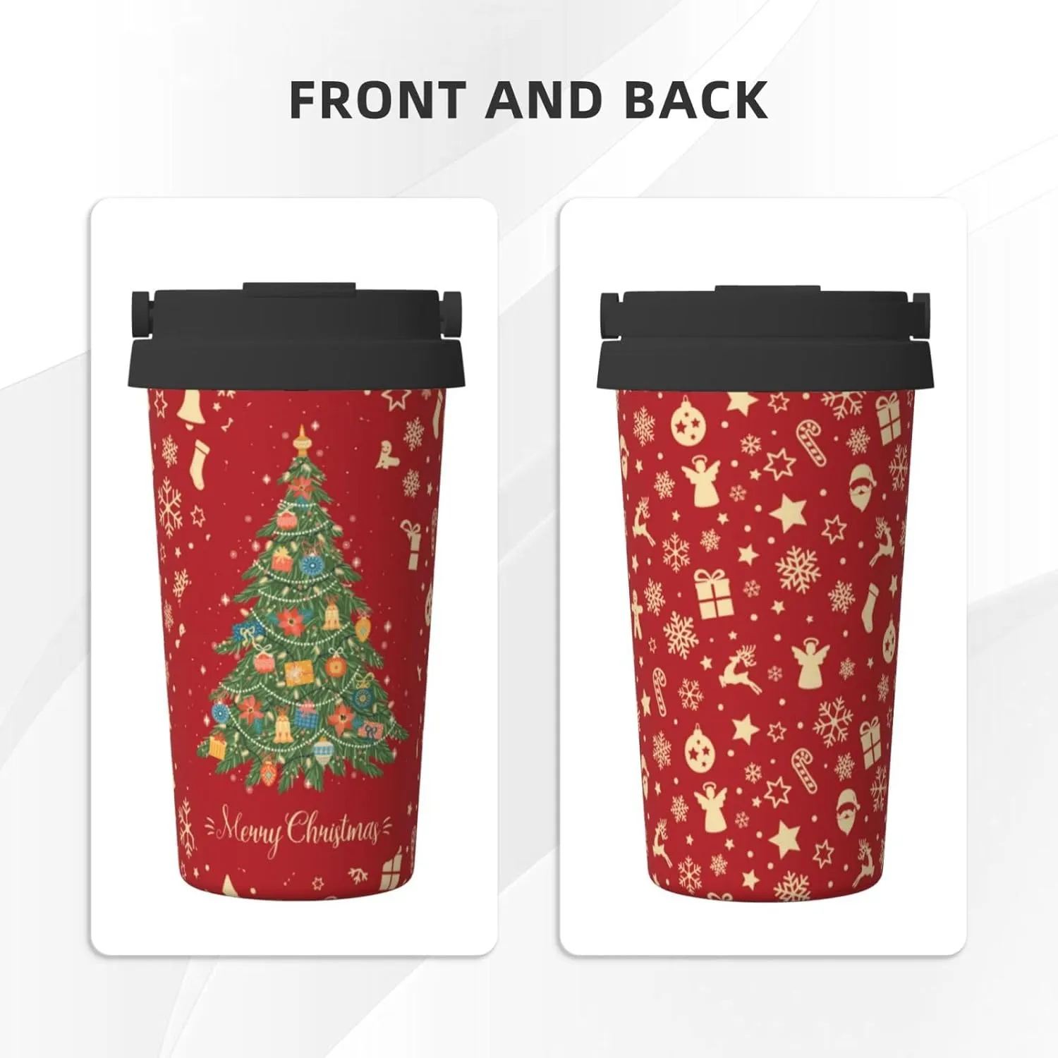 bassyil Christmas 17oz Insulated Coffee Mug with Flip Lid Handle Stainless Steel Insulated Travel Tumbler Spill Proof Christmas Gifts Decoration
