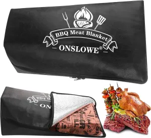 BBQ Blanket for Resting Meat, Reusable Reat Insulated Resting Bag, Smoker Meat Resting Blanket, Insulated Brisket Resting Blanket with Wide Mouth(BBQ Blanket 21in Black)