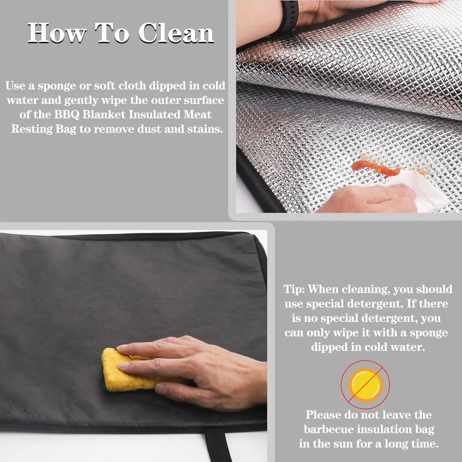 BBQ Blanket for Resting Meat, Reusable Reat Insulated Resting Bag, Smoker Meat Resting Blanket, Insulated Brisket Resting Blanket with Wide Mouth(BBQ Blanket 21in Black)