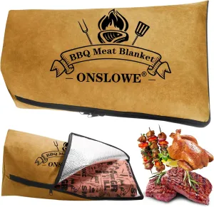 BBQ Blanket for Resting Meat, Reusable Reat Insulated Resting Bag, Smoker Meat Resting Blanket, Insulated Brisket Resting Blanket with Wide Mouth(BBQ Blanket 25 in Brown)
