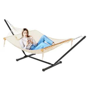Bchester Double Spreader Bar Hammock with Stand Arlmont & Co. Color: Cream