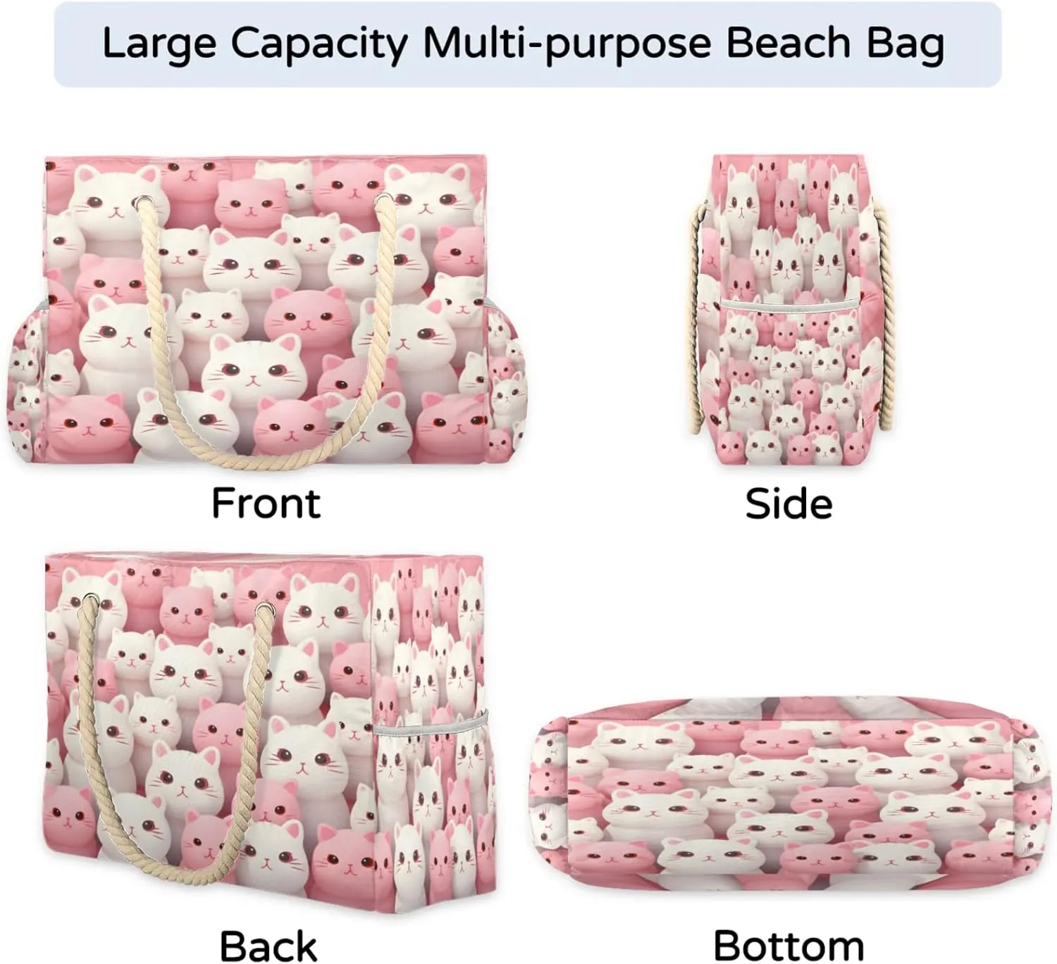 Beach Bags for Women Large Beach Tote Bag, Waterproof Sandproof Swim Pool Bag with Zipper