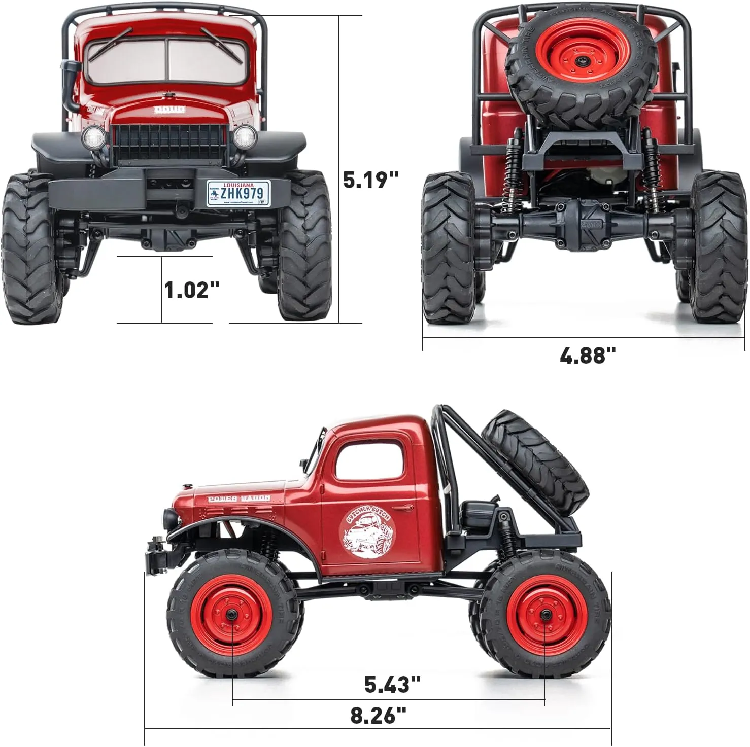 BEEZRC FMS RC Crwaler 1/24 Scale FCX24 Power Wagon RTR 4WD 2.4GHz 3CH Offroad RC Car Model Vehicle Hobby Grade Remote Control Car (Red)