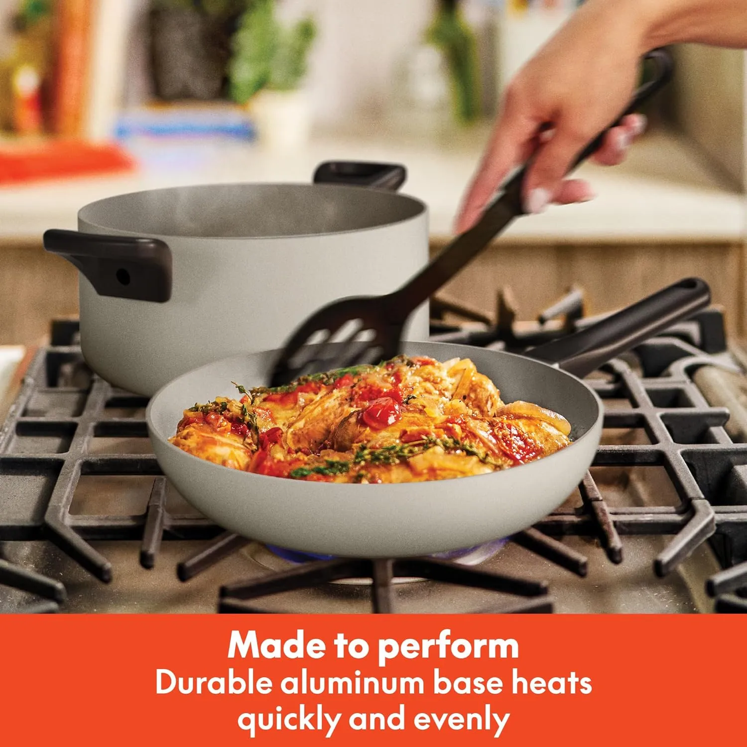 bella 12 Piece Cookware Set with EverGood™ Ceramic Nonstick Coating​, Dishwasher & Oven Safe, All Stovetops Compatible, Tempered Glass Lids and Cool Touch Handles, Oatmilk