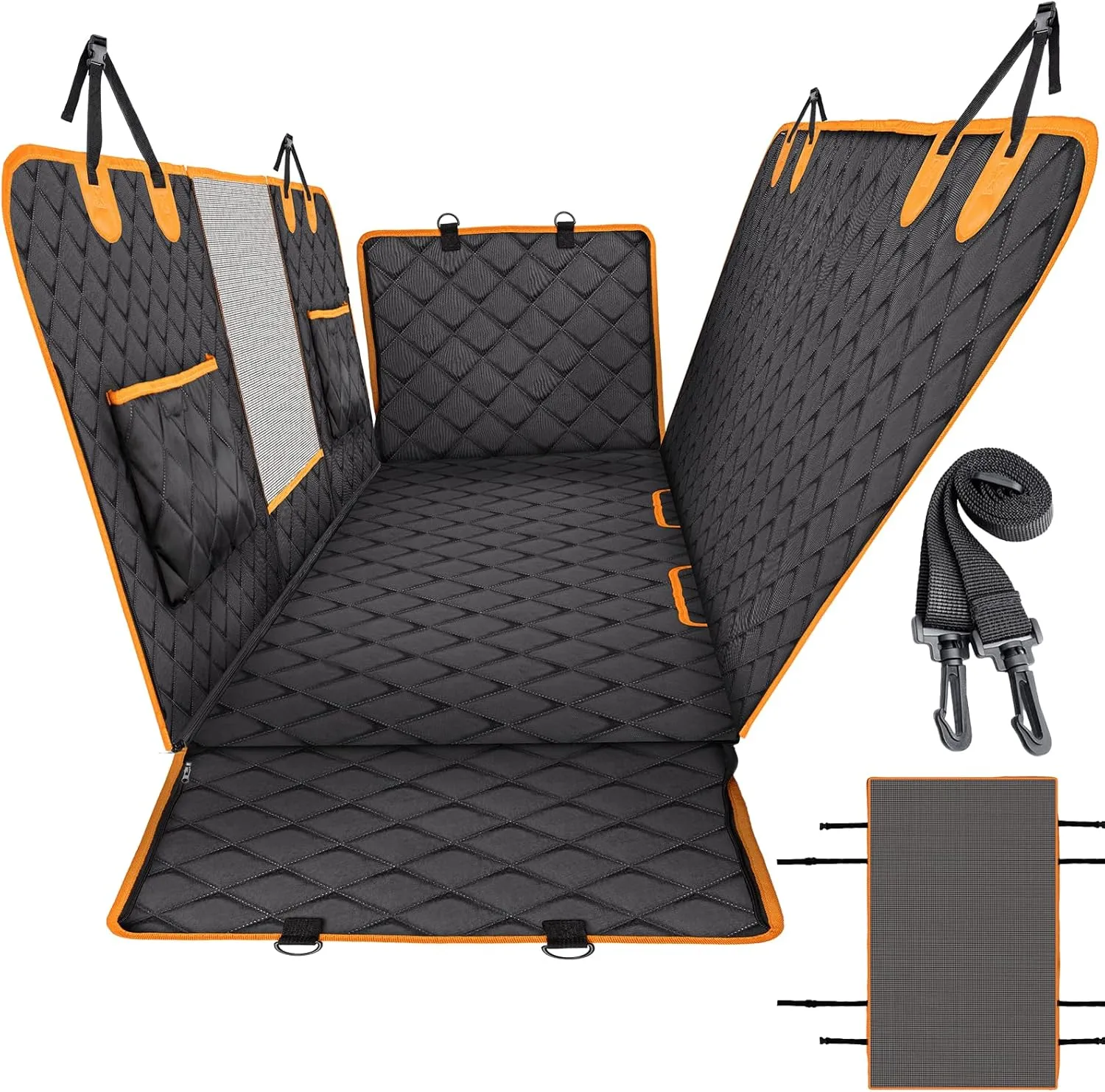 BENCMATE 6 in 1 Dog Car Seat Cover for Pets, Scratchproof & Waterproof Seat Cover Hammock, 600D Grippy & Durable, Mesh Window Seat Cover for Vehicle, with Extra Overhead Mesh Cover, Standard
