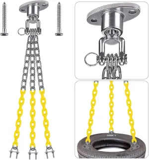 BeneLabel Tire Swing Kit - Heavy Duty Swing Hanger with Coated Chains and Hooks - 360° Rotation - 700 LB Capacity