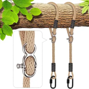 BeneLabel Tree Swing Ropes, Hammock Tree Swings Hanging Straps, Adjustable Extendable, for Outdoor Swings Hammock Playground Set Accessories, 3ft(40"), Raw White, 2 Pack