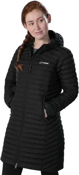 Berghaus Nula Micro Long Womens Padded Hooded Jacket Coat Black - 14