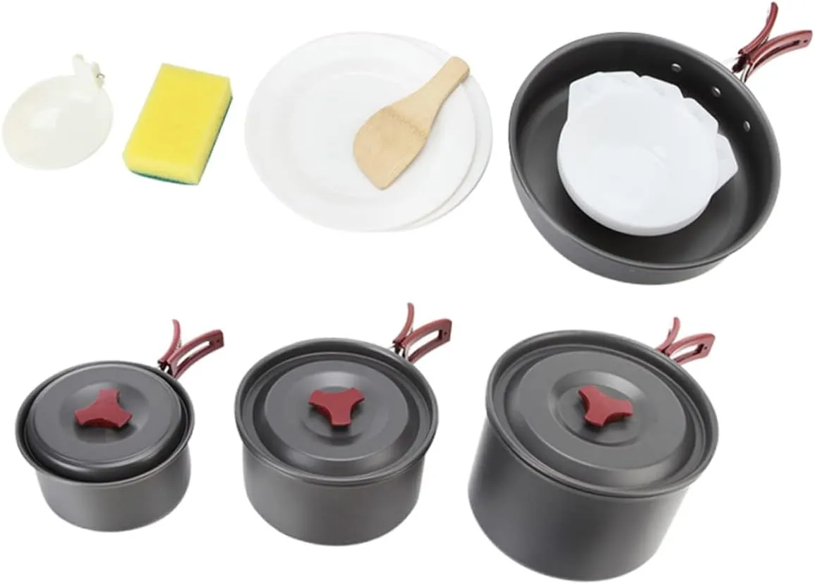 BESPORTBLE 1 Set Outdoor Tableware Set Kit Folding Cooking Pots Camping Cookware Camping Accessories Folding Pot Cooking Equipment