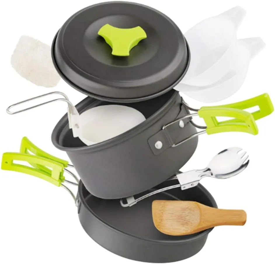 BESPORTBLE 1set Camping Cookware for People Nonstick Pots and Frying Pan Portable Cooking Equipment Handle for Outdoor Cooking and Camping Adventures