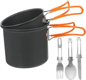 BESPORTBLE 1set Outdoor Camping Cookware Set Portable Metal Pots Kit Frying Pan Stew Pot Cups Plates for Hiking Backpacking and Picnics for Person Adventures
