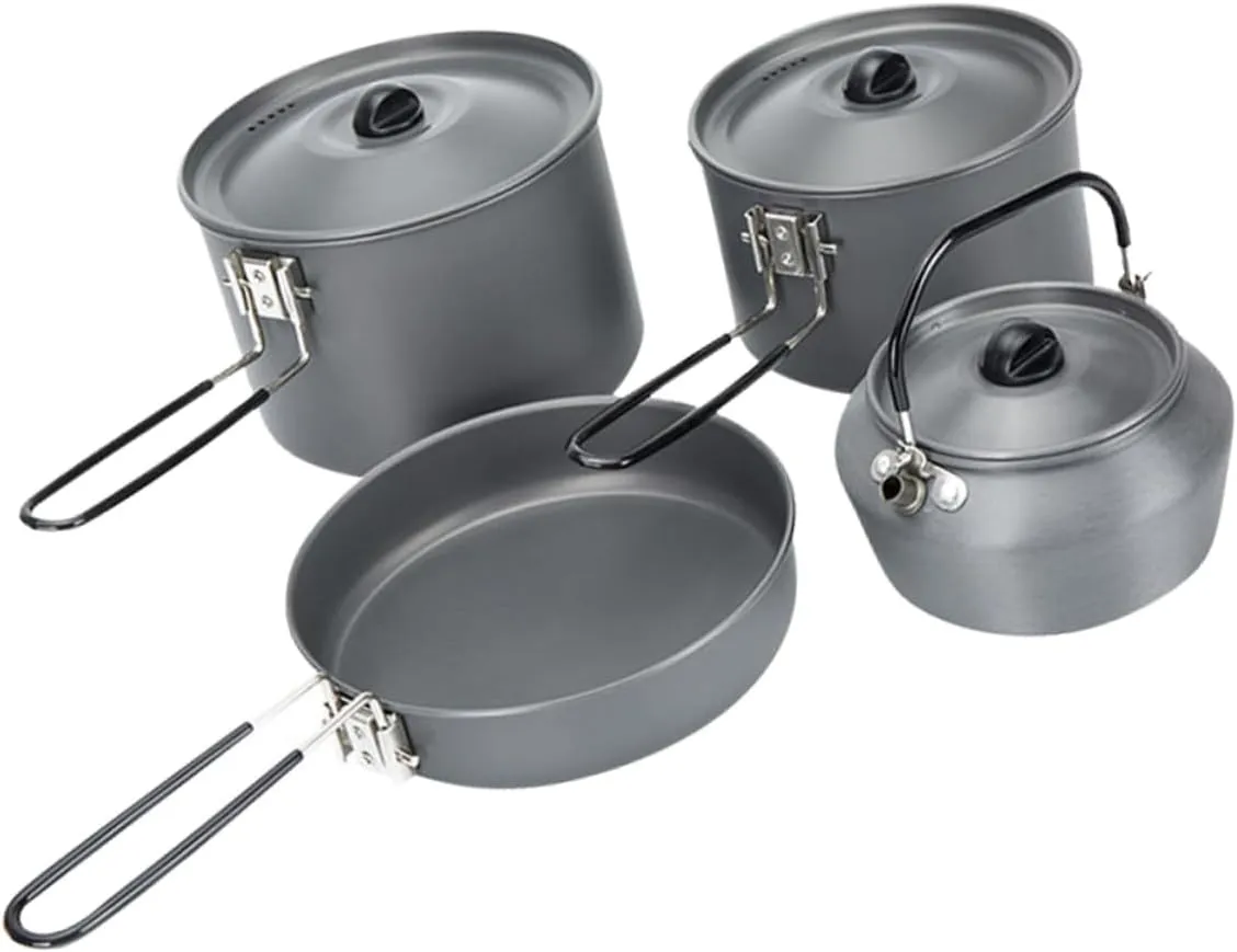 BESPORTBLE 1set Travel Camping Cookware Set Lightweight Nonstick Pots Kettle for People Portable for Hiking Outdoor Picnic Easy to Clean Cookware