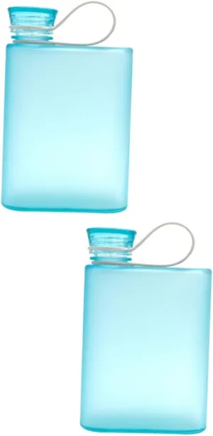 BESPORTBLE 2pcs Sports Water Bottle Collapsible 380ml Leakproof Flat Design for Travel Outdoor Fitness Carabiner Clip Reusable