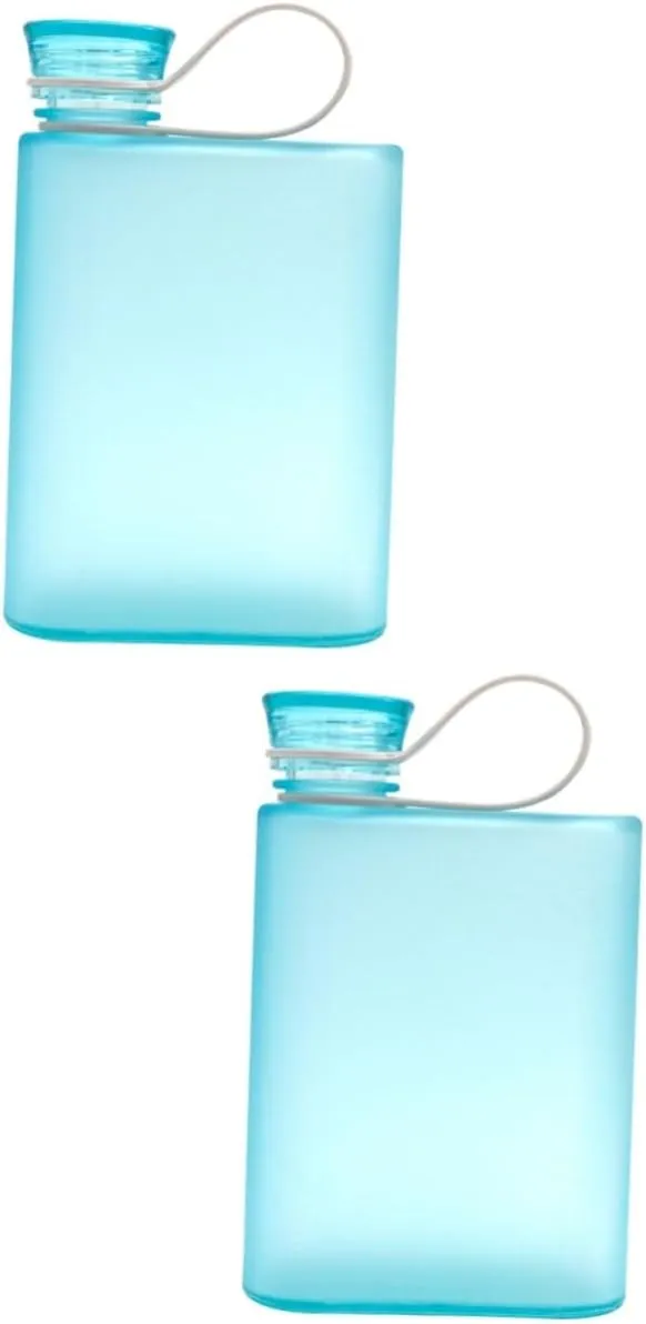 BESPORTBLE 2pcs Sports Water Bottle Collapsible 380ml Leakproof Flat Design for Travel Outdoor Fitness Carabiner Clip Reusable