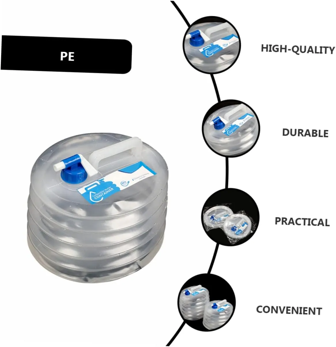BESPORTBLE Emergency Storage Bag Collapsible Water Carrier Pe Material for Camping Hiking