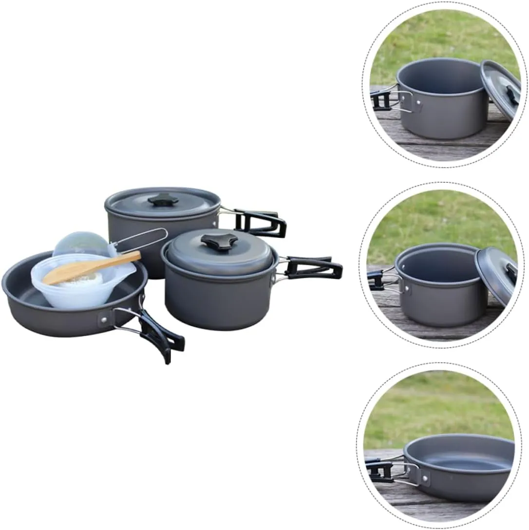 BESPORTBLE Outdoor Cooking Kit Folding Pot Pan Set Cooking Utensils Bowls Mesh Bag Compact Lightweight for Camping Hiking