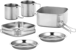 BESPORTBLE Stainless Steel Portable Camping Pot Folding Cookware Set Utensils Perfect for Outdoor Cooking