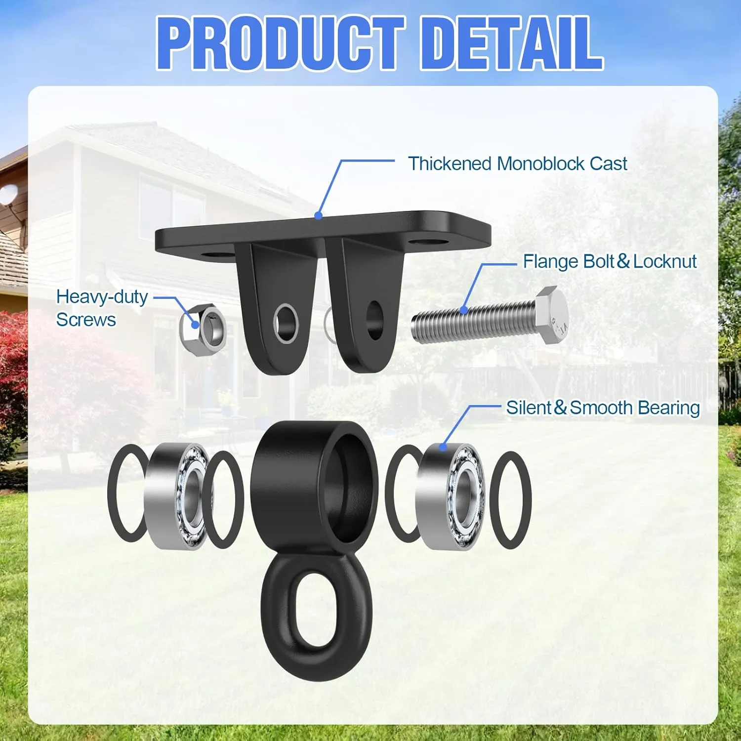 BETOOLL Swing Hangers with Bearing, Heavy Duty Porch Swing Hanging Kit for Outdoor Playground Tree Indoor Ceiling Mount Hardware Brackets Hooks for Yoga Hammock Punching Bag Accessories 4PCS Black