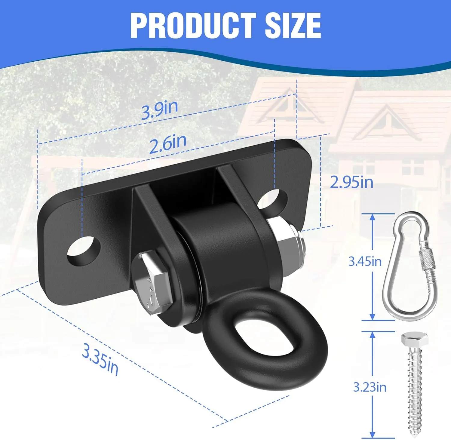 BETOOLL Swing Hangers with Bearing, Heavy Duty Porch Swing Hanging Kit for Outdoor Playground Tree Indoor Ceiling Mount Hardware Brackets Hooks for Yoga Hammock Punching Bag Accessories 4PCS Black