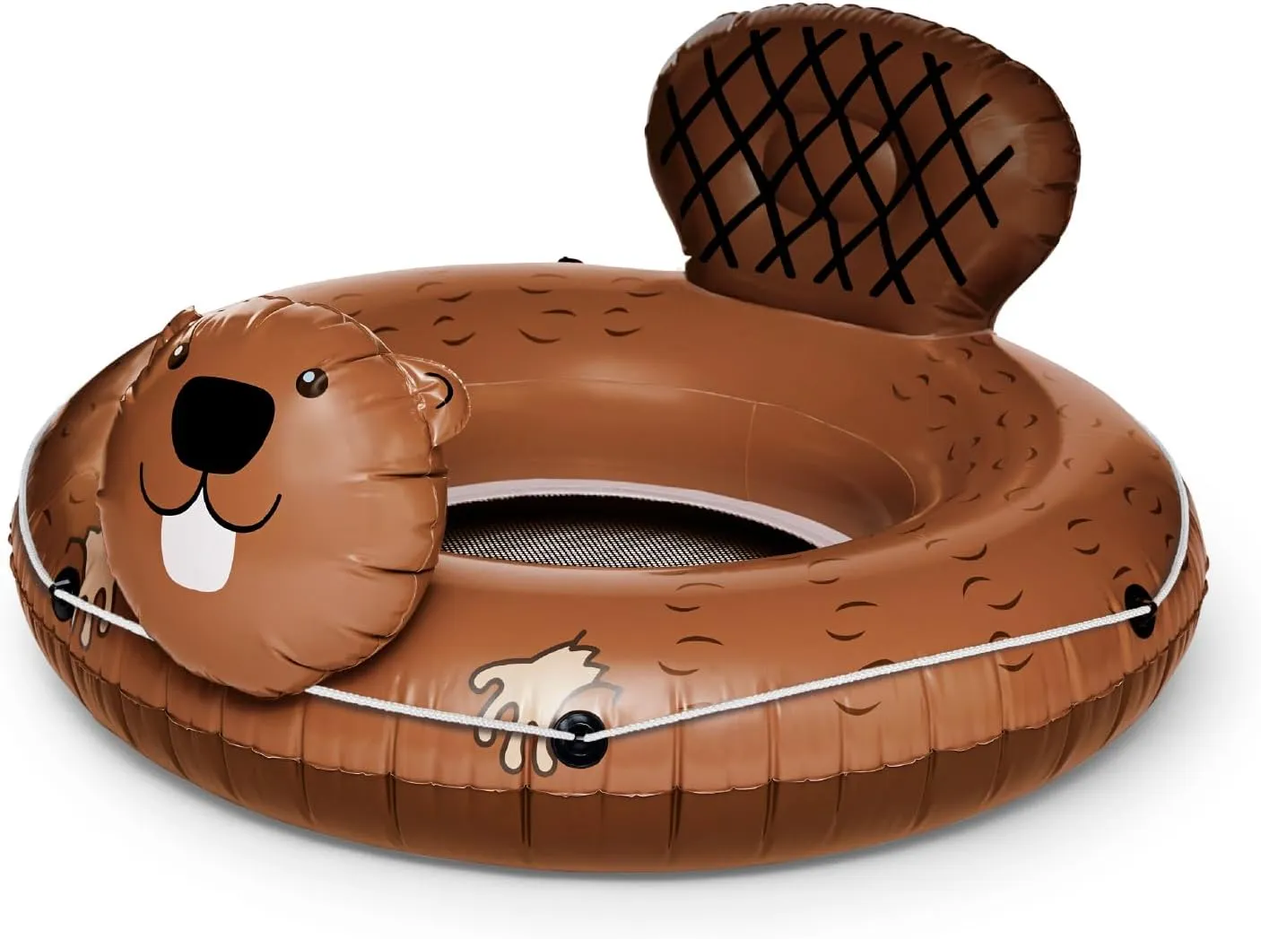 BigMouth Inc. Heavy Duty River Tube, Inflatable Raft for Floating River, Float with Drink Holder, Grab n' Latch Rope, and Comfy Mesh Seat - Beaver