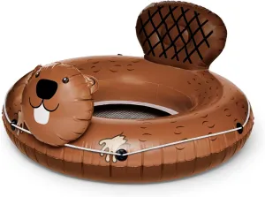 BigMouth Inc. Heavy Duty River Tube, Inflatable Raft for Floating River, Float with Drink Holder, Grab n' Latch Rope, and Comfy Mesh Seat - Beaver