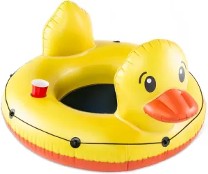 BigMouth Inc. Heavy Duty River Tube, Inflatable Raft for Floating River, Float with Drink Holder, Grab n' Latch Rope, and Comfy Mesh Seat - Duck