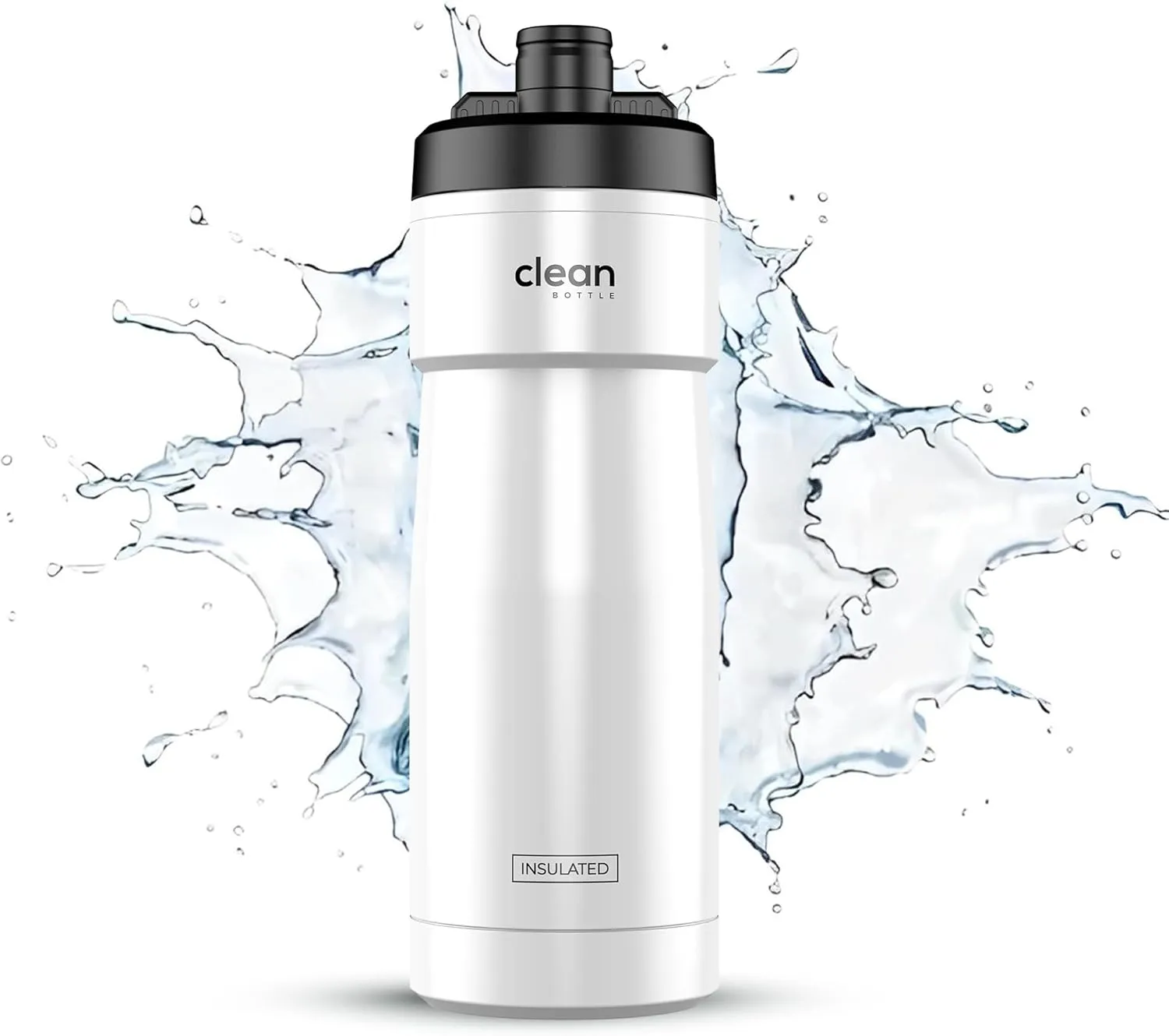 Bike Water Bottles | Insulated Bike Water Bottle | Easy Clean Nozzle, Easy Squeeze | Cycling Mountain Fitness Water Bottle | Gym Sport Bottle | (White, Sport 20)