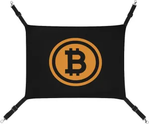 Bitcoin Logo Cat Hanging Hammock Soft Breathable Pet Cage Dog Hammock with Adjustable Straps and Metal Hooks