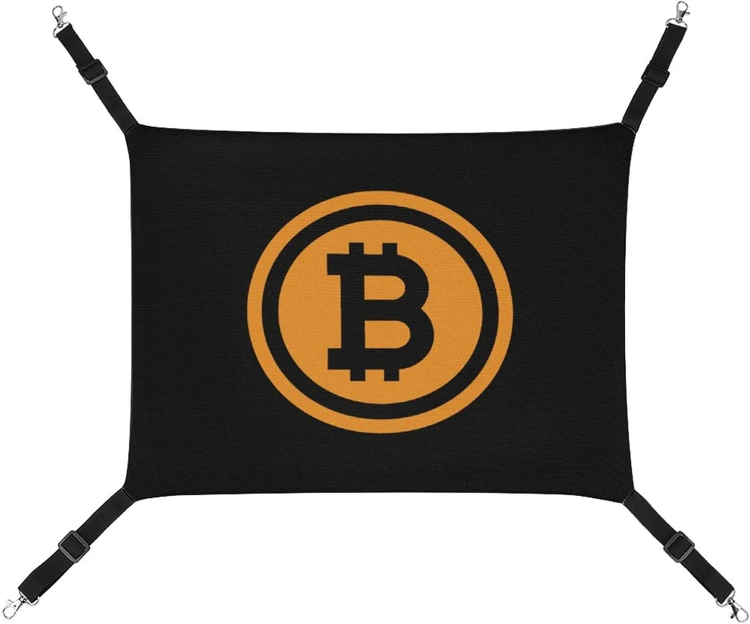 Bitcoin Logo Cat Hanging Hammock Soft Breathable Pet Cage Dog Hammock with Adjustable Straps and Metal Hooks