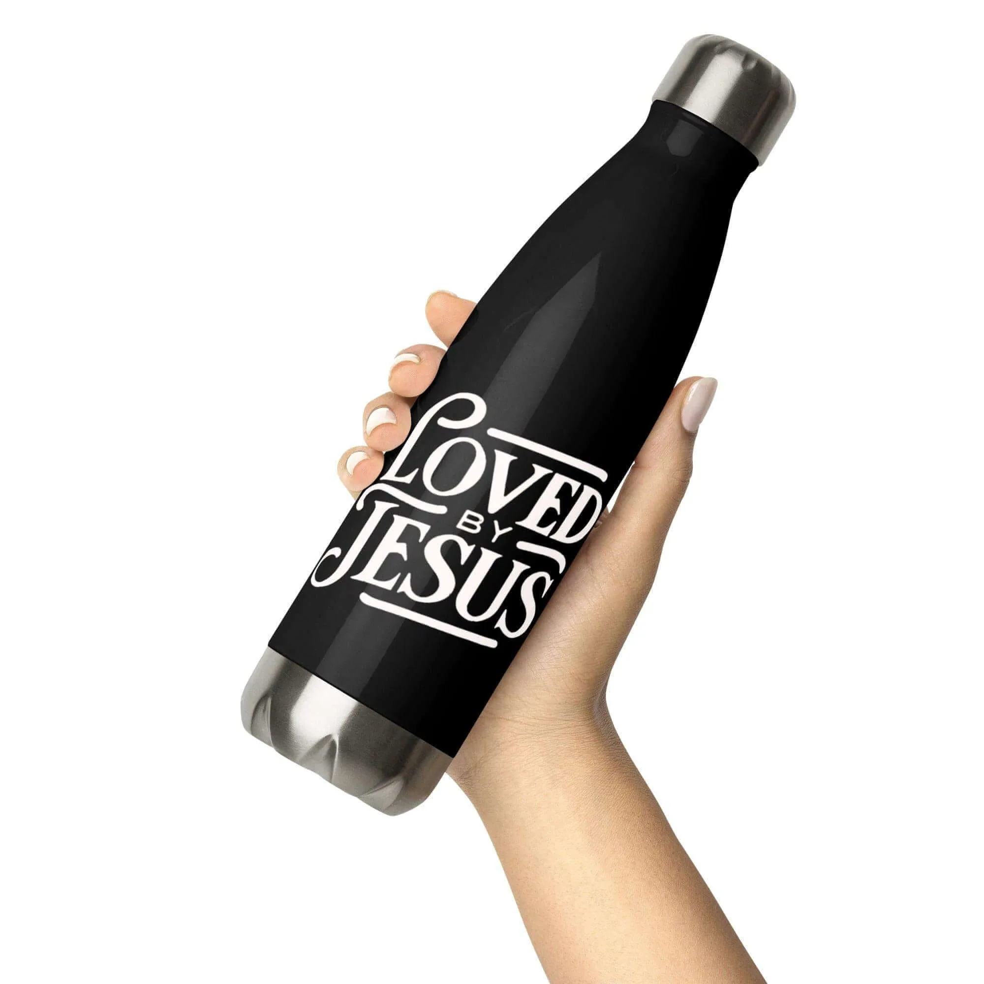Black Stainless steel water bottle Loved by Jesus
