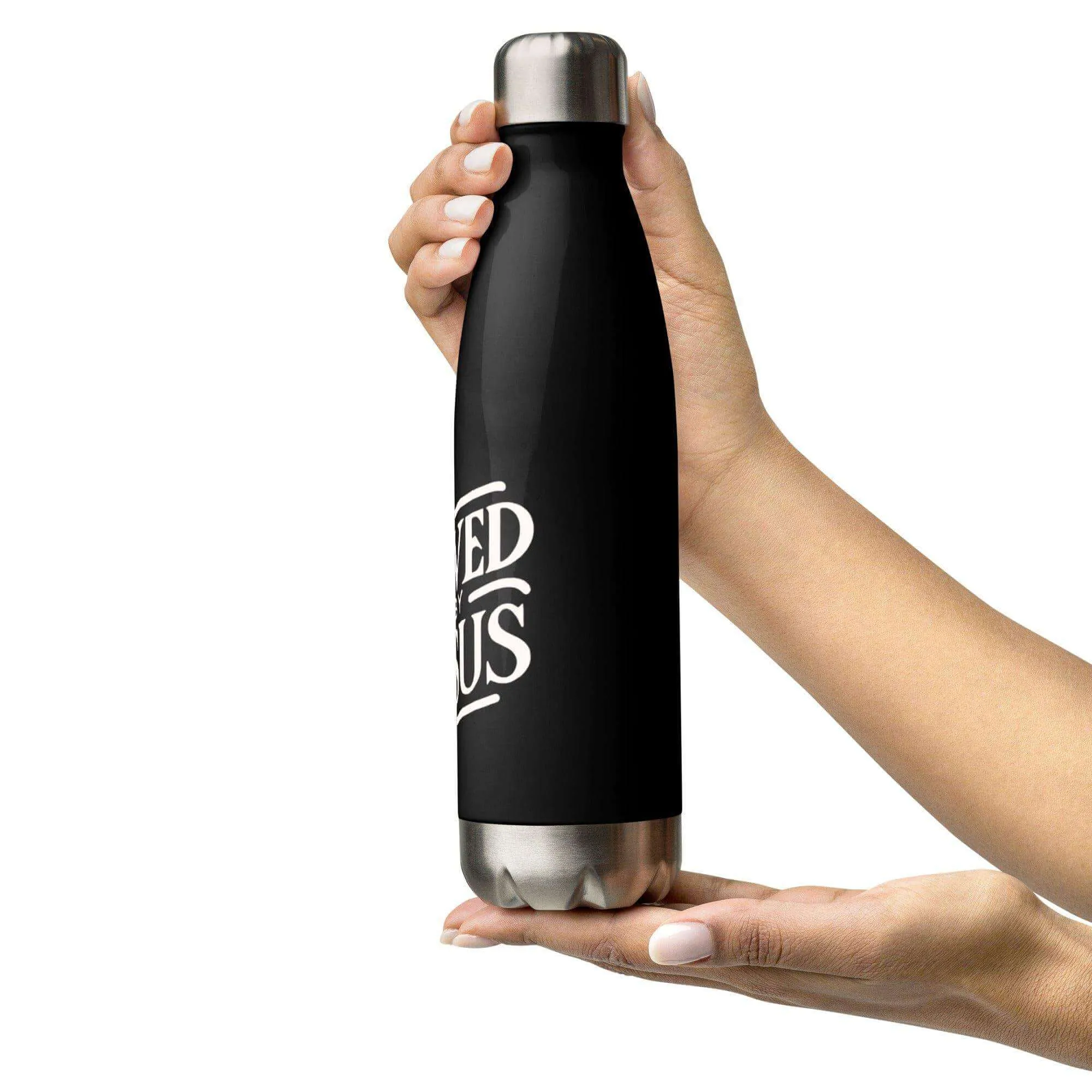 Black Stainless steel water bottle Loved by Jesus