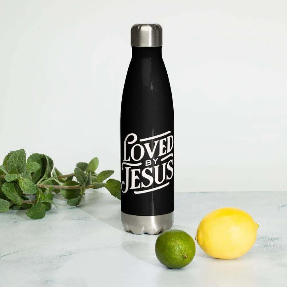 Black Stainless steel water bottle Loved by Jesus