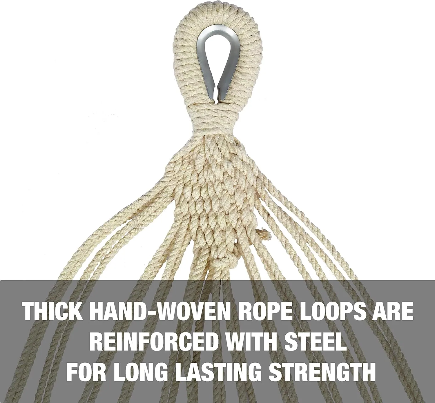 Bliss Hammocks BH-400-HA 40" Wide Hammock w/Hand-Woven Rope Loops & Hanging Hardware, Outdoor, Patio, Backyard Durable, Cotton and Polyester Blend, 250 Lbs Capacity, Hampton Stripe